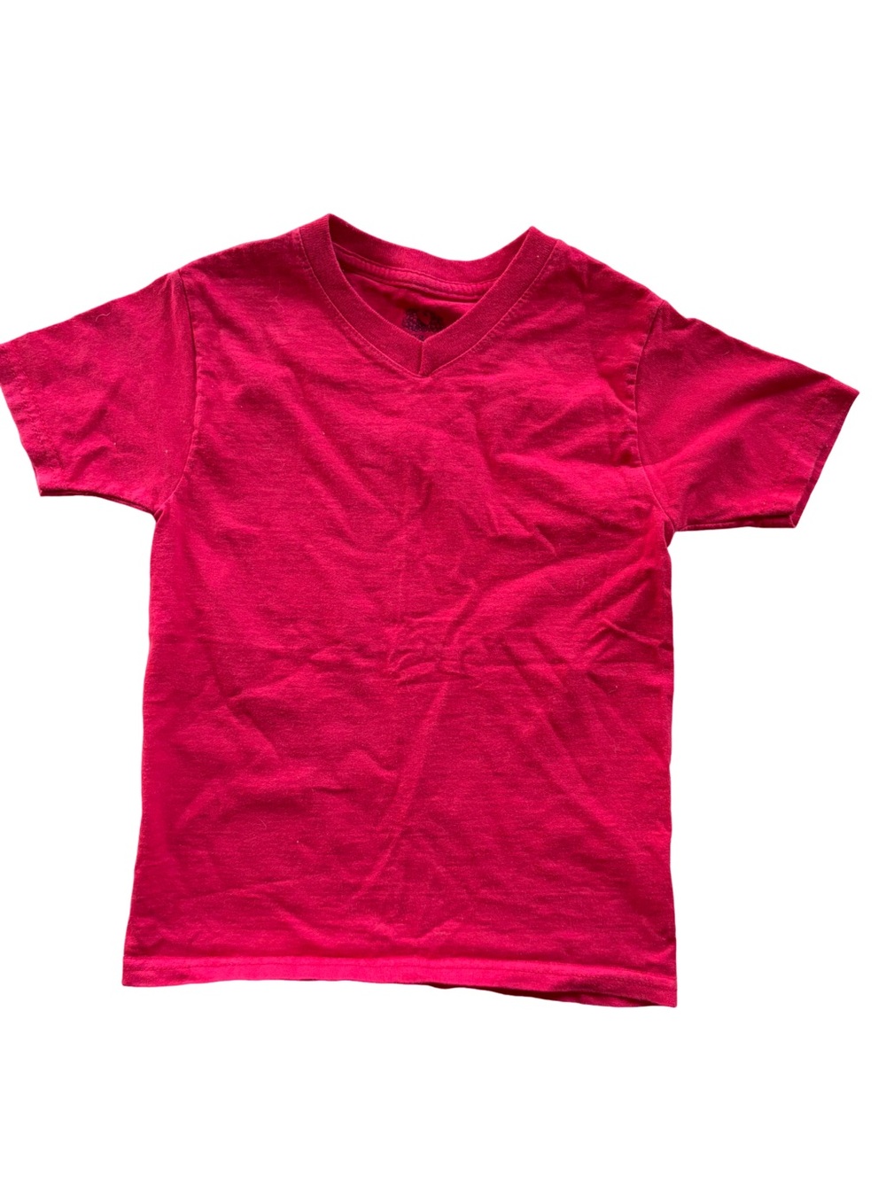 Kids V-Neck Short Sleeve Tee Red XS 4/5
